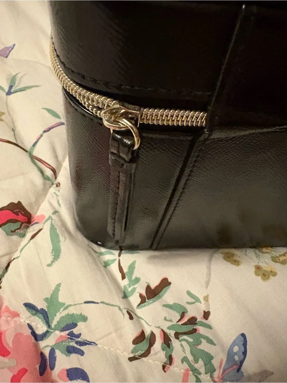 Victoria's Secret Black Travel Cosmetic Case with Red Heart Patch